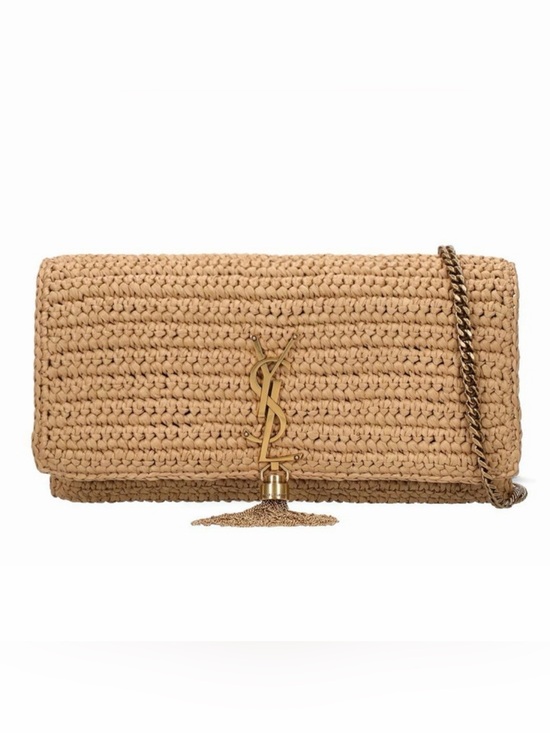 Saint Laurent Handbags - SAINT LAURENT Kate 99 tassel raffia shoulder bag crossbody bag clutch